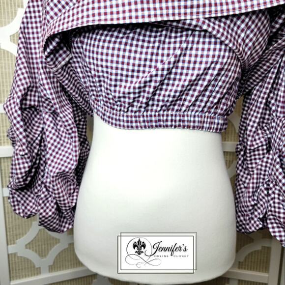 Petersyn Women's Plaid Print Off-The-Shoulder Blouse Size M - Picture 7 of 10